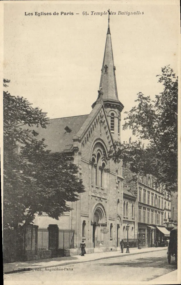 Templo dos Batignolles — Paris — As Igrejas de Paris — 61. Editor: L. L. Éd., Angoulême-Paris - Frente