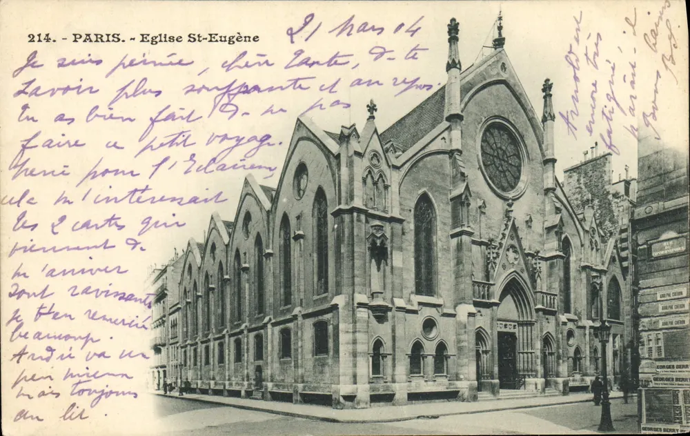 Paris - Igreja de São Eugênio — Bilhete postal antigo n°214, editor Georges Berry - Frente