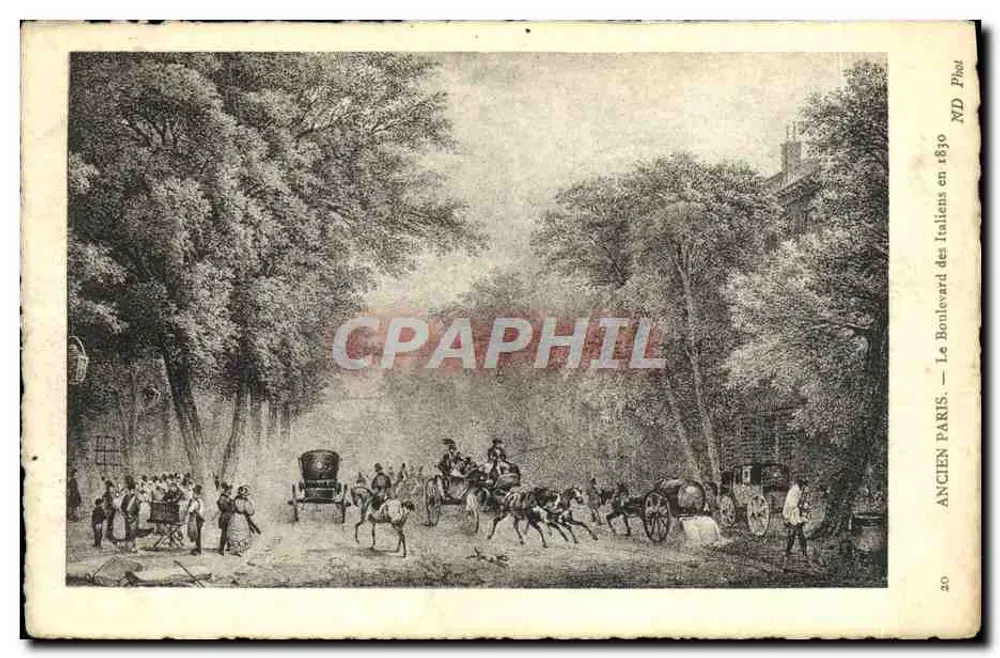 Alter Boulevard des Italiens in Paris — Verlag ND Phot, Nr. 20, Serie 1830 - Vorderseite