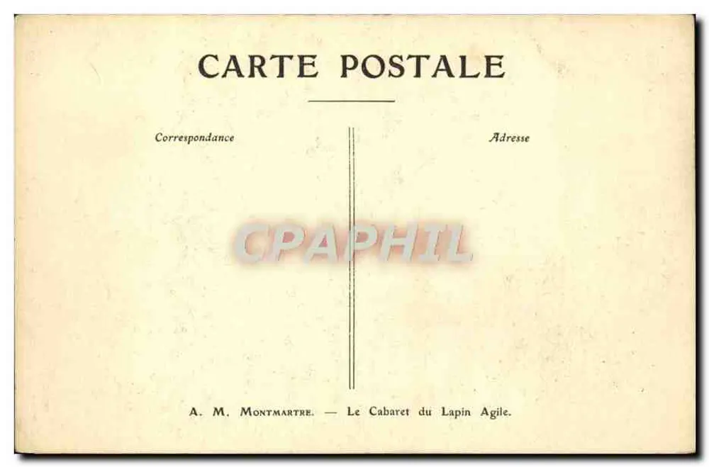 Montmartre — O Cabaré do Coelho Ágil — A. M. Montmartre - Verso
