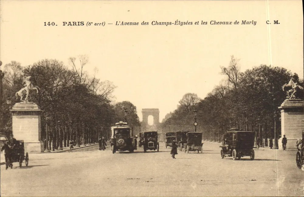 Paris (8e arrt) — Avenue des Champs-Élysées und die Marly Pferde — C. M. 140 - Vorderseite