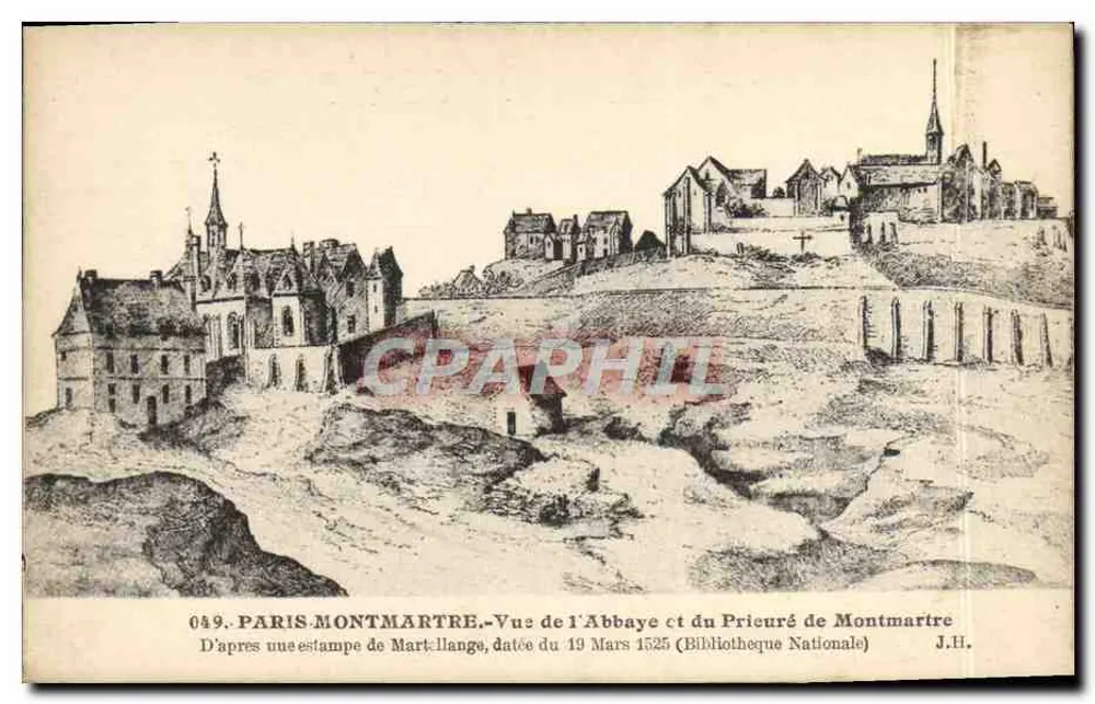 Paris Montmartre — Ansicht der Abtei und des Prämonstratenserstifts Montmartre — J.H. — n° 049 - Vorderseite