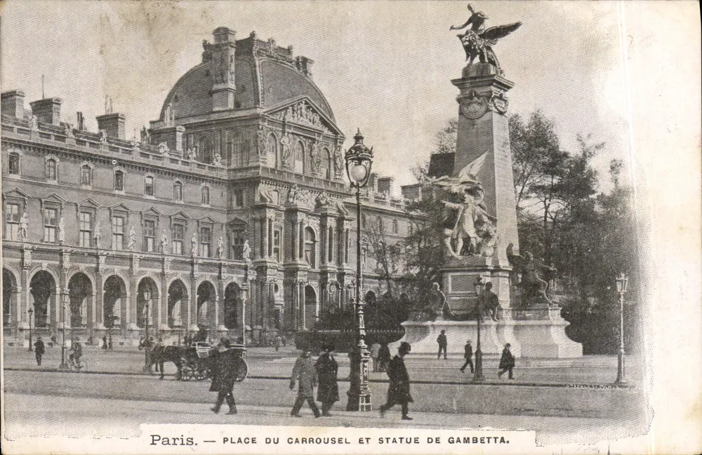 Paris — Praça do Carrossel e estátua de Gambetta — Editor: A. Lefebvre - Frente