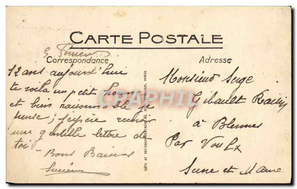 Paris - Avenida Charles-Floquet — vista urbana com prédios e carro da época — LL, n°1176 - Verso