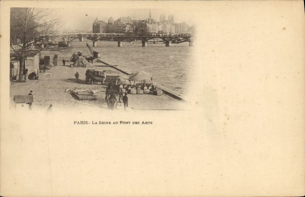 Paris - Die Seine am Pont des Arts — Ansicht der Seine mit Booten und Kai — Verleger nicht sichtbar - Vorderseite