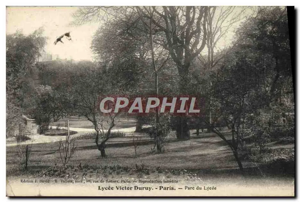 Parque do Lycée Victor Duruy — Paris — Edição J. David, 60, rue de Rennes - Frente