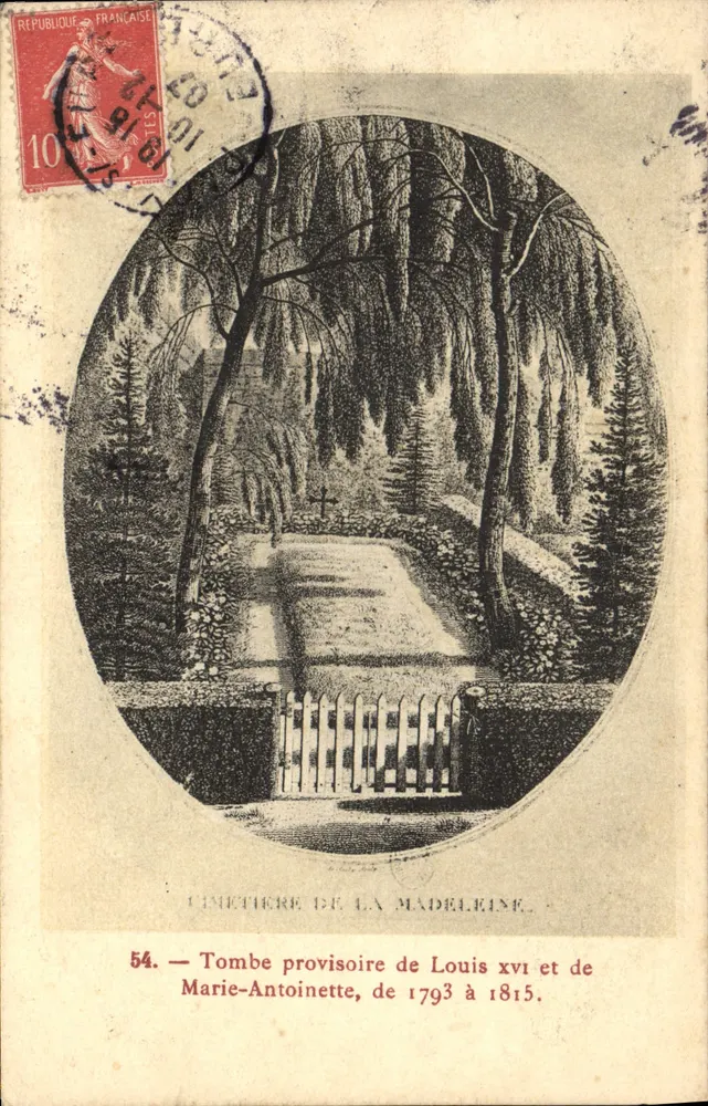 Friedhof von La Madeleine — Temporäre Grabstätte von Ludwig XVI und Marie-Antoinette, von 1793 bis 1815 — Verlag nicht sichtbar, Nr. 54 - Vorderseite