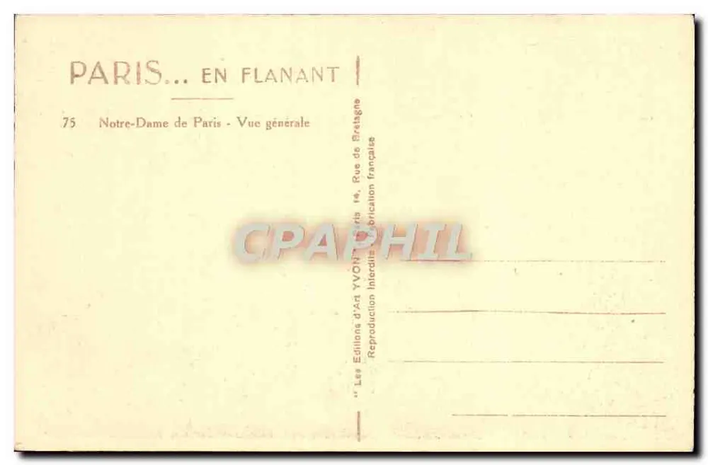Notre-Dame de Paris — Allgemeiner Blick — Éditions d'Art YVON, Paris - Rückseite