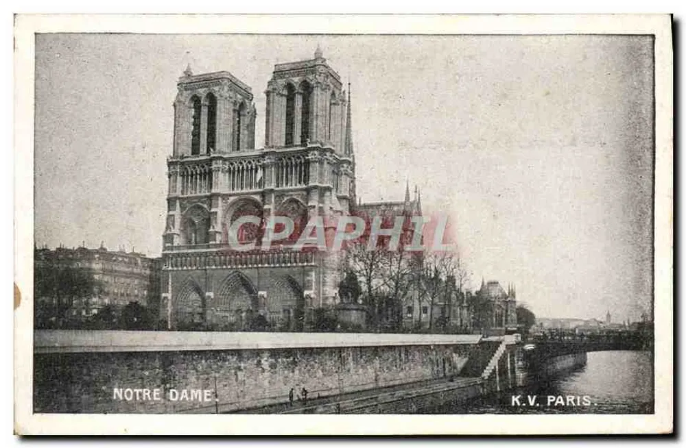 Notre Dame — widok katedry — K.V. PARYŻ - Awers
