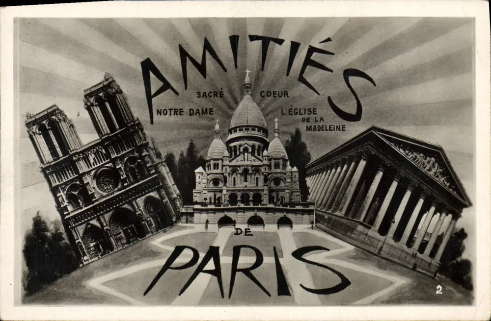 Notre-Dame, Sacré-Cœur, Igreja da Madeleine — Amizades de Paris — Editor E.M. 2 - Frente