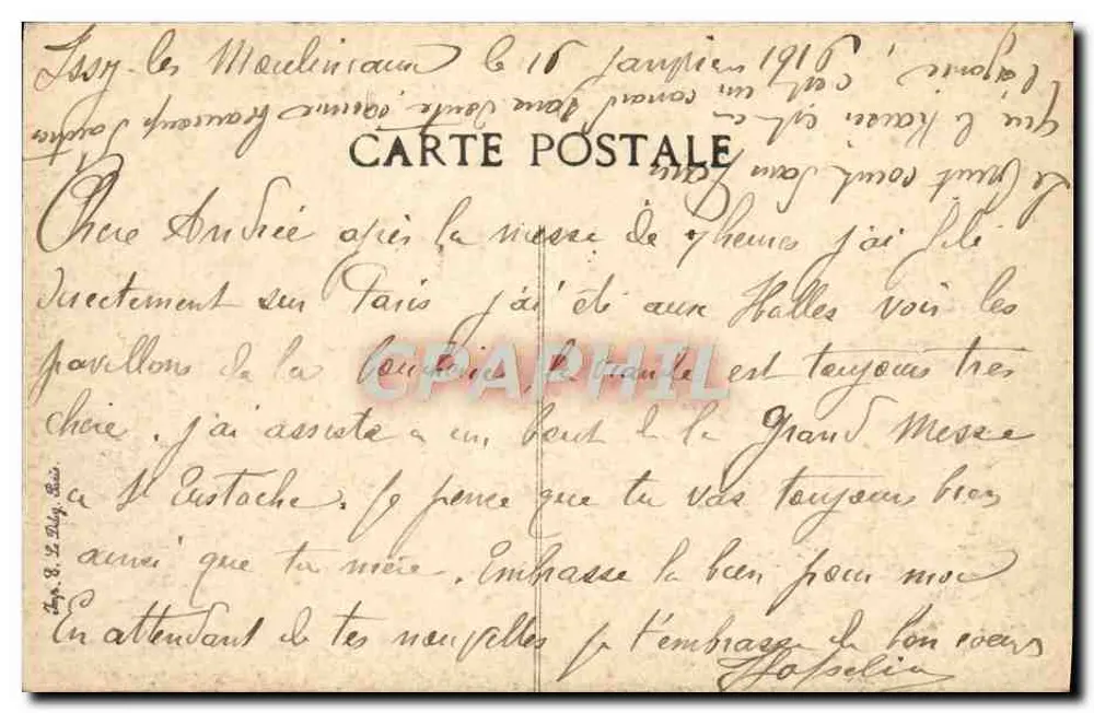 PARIS — Bairro da Ópera e Saint-Augustin — Editor anônimo, n° 4030 - Verso
