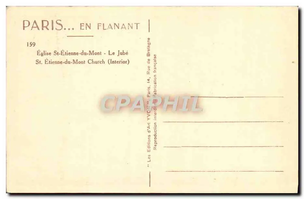 Kirche Saint-Étienne-du-Mont — Der Chorvorhang — Éditions d'Art Yvon, Paris - Rückseite