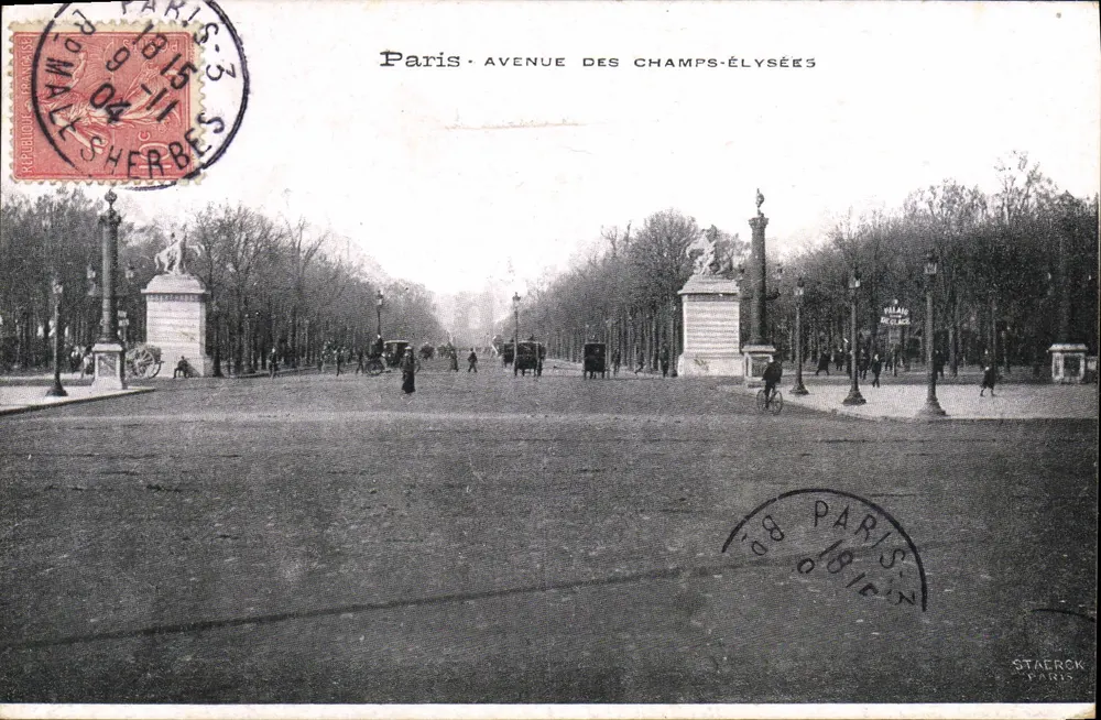 Paris - Avenida dos Campos Elísios — vista panorâmica — editor Staerck, Paris - Frente
