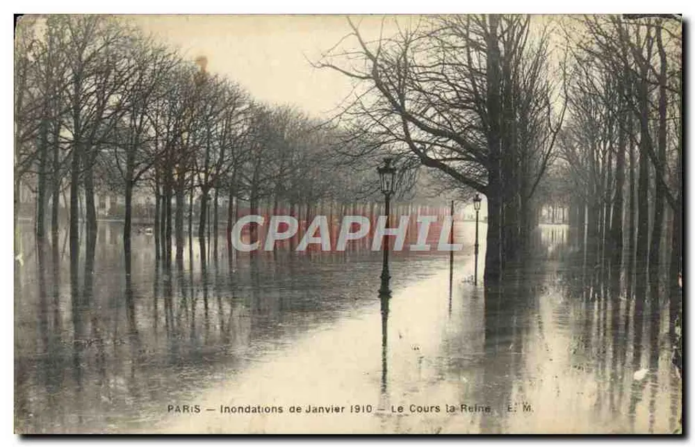 PARIS — Überschwemmungen im Januar 1910 — Le Cours la Reine — E. M. - Vorderseite