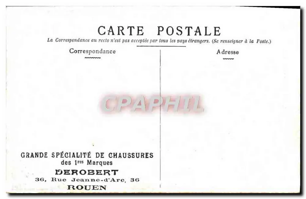 Paris - Fontaine Saint-Michel — editor DEROBERT, 36 Rue Jeanne-d'Arc, Rouen - Verso