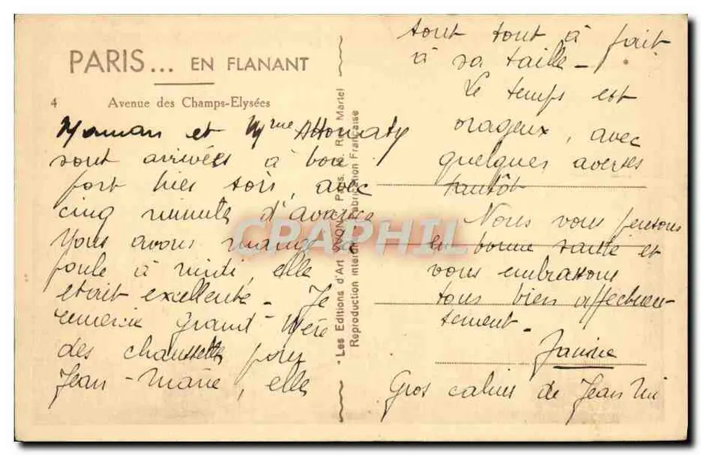 Avenue des Champs-Élysées — Blick zum Triumphbogen — Verlag Les Éditions d'Art Parisien - Rückseite