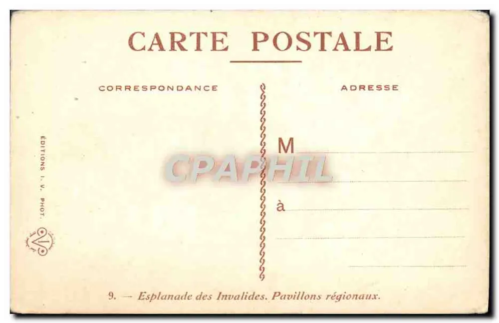 Esplanade des Invalides — Regionale Pavillons — Éditions I. V. Phot. - Rückseite