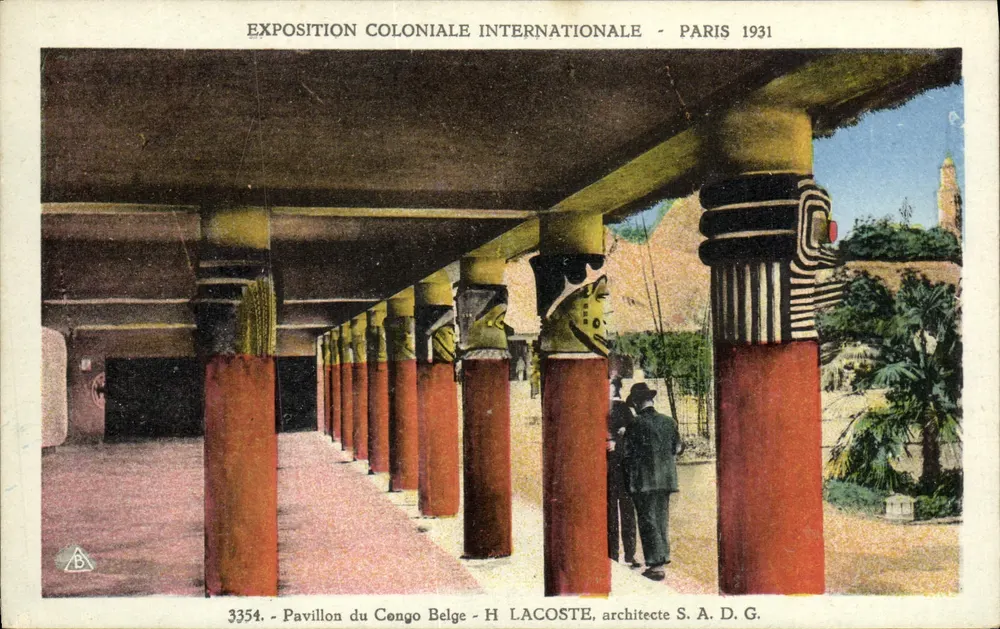 Pavillon des Kongo Belgiens — Internationale Kolonialausstellung Paris 1931 — H. Lacoste, Architekt S.A.D.G. - Vorderseite