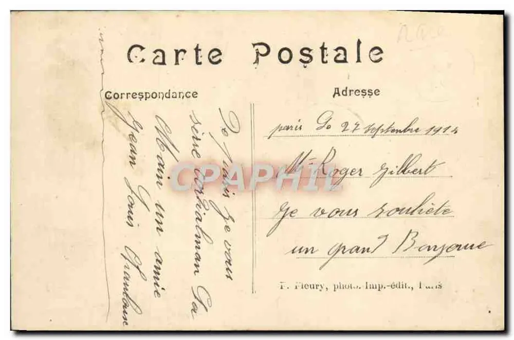 Alt-Paris — Ehemaliger Panoramablick auf die Sieben Brücken während der Bau des Hôtel-Dieu (einzigartiges Dokument) — F. Fieury, Paris - Rückseite