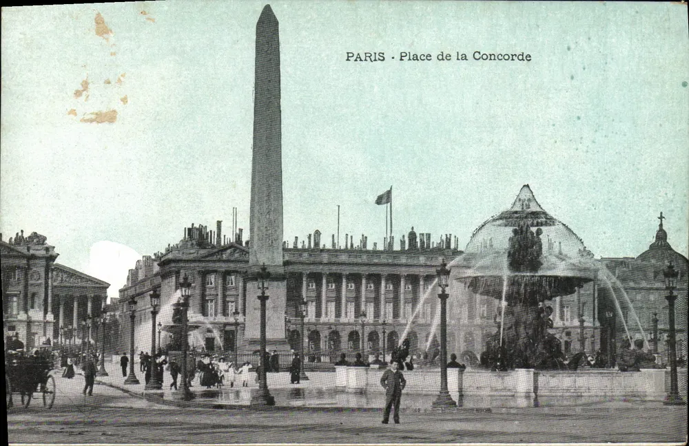 Paris - Place de la Concorde — Obélisque e fonte — editor não identificado - Frente
