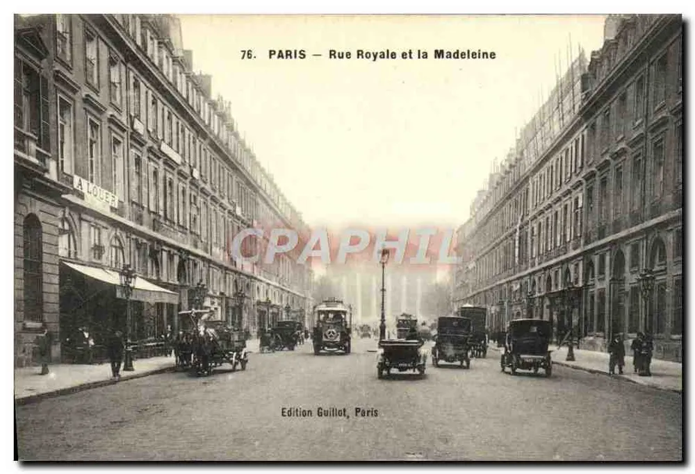 Paris — Rue Royale e a Madeleine — Edição Guillot, Paris - Frente