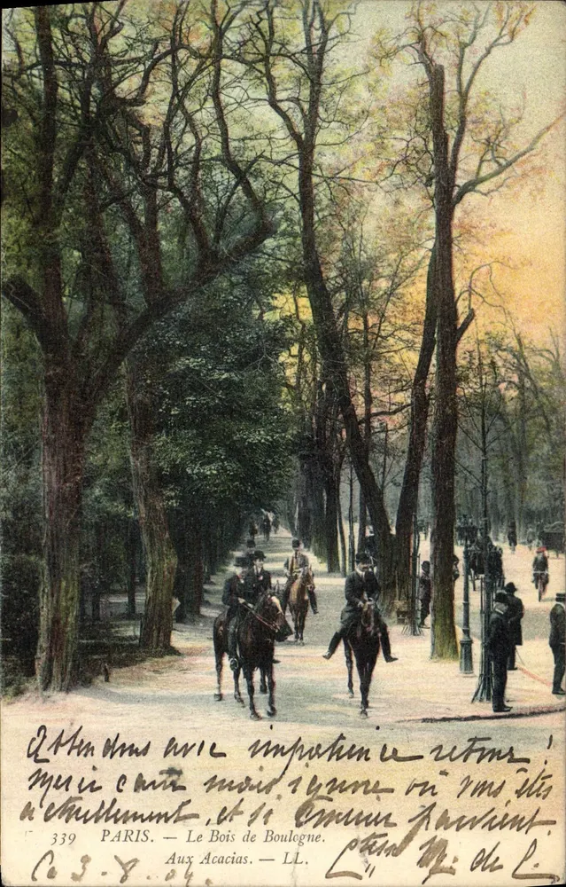 Paris — Der Bois de Boulogne. Bei den Akazien — L'imprimerie Nouvelle Photographique, n° 339 - Vorderseite
