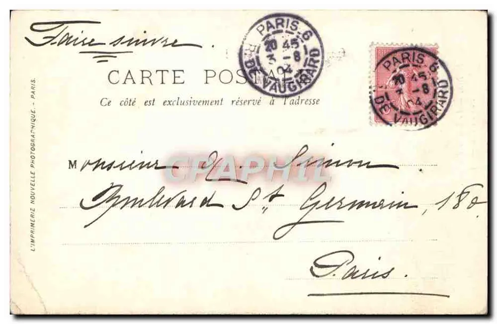 Paris — Der Bois de Boulogne. Bei den Akazien — L'imprimerie Nouvelle Photographique, n° 339 - Rückseite