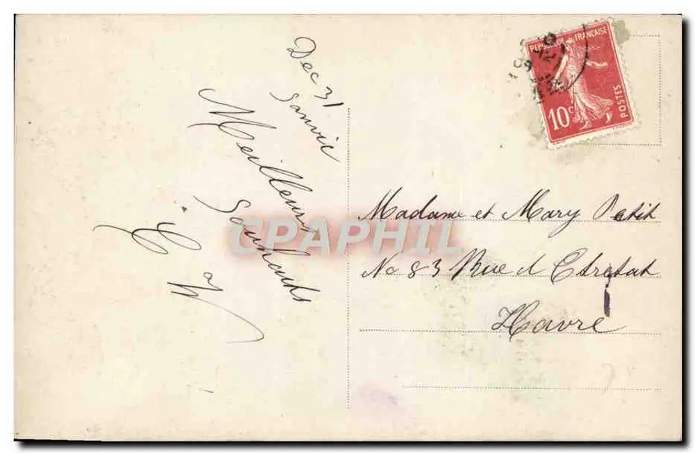 Frau in Pelzjacke mit Eberesche — Frohe Weihnachten — A.N. Paris, Nr. 1008 - Rückseite