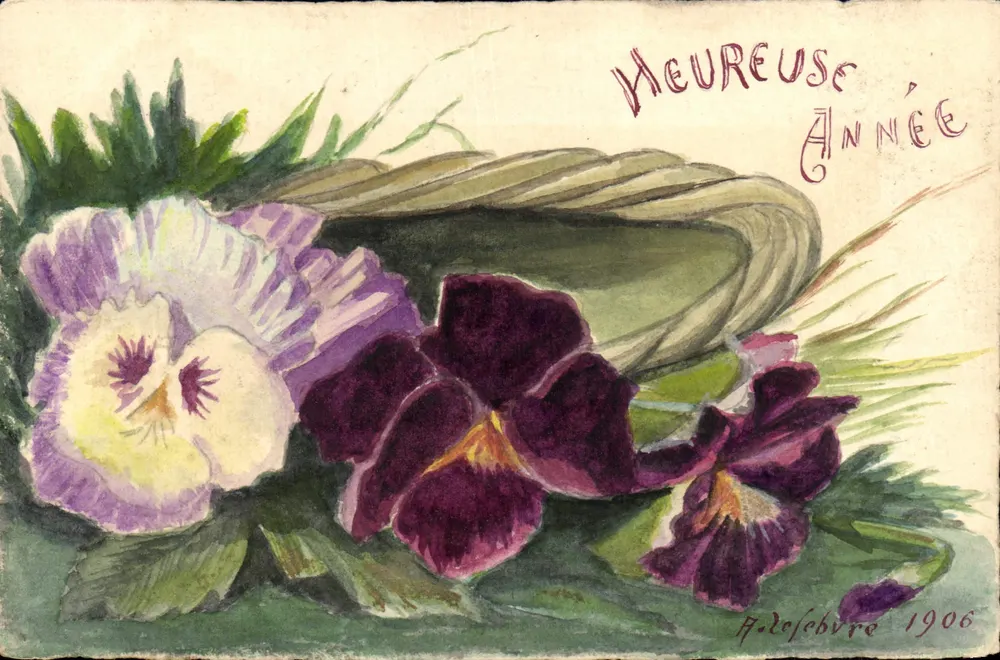 Margeriten — 'Glückliches Jahr 1906' — H. Deschvre - Vorderseite