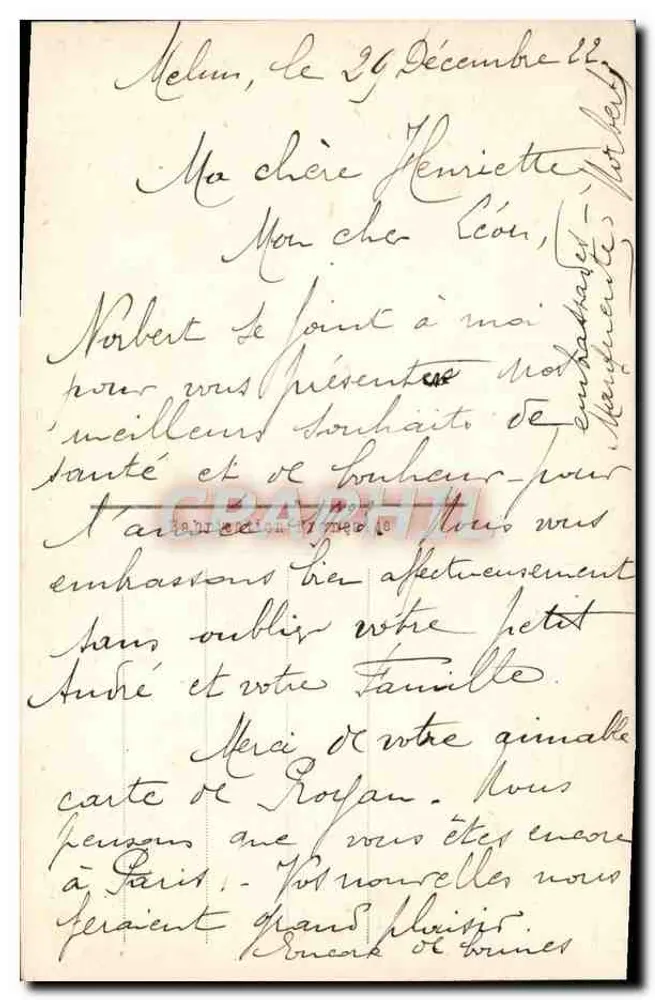 गुलाब और हॉक्स का बूकेट — शुभ वर्ष 192 — SAP-I पेरिस - पीछे