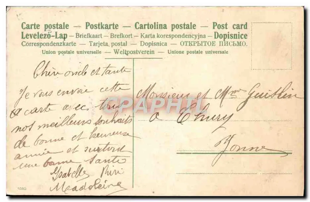 Pansy i wodospad — Dobre święta — wydawca Levelezó-Lap, n°1030 - Rewers