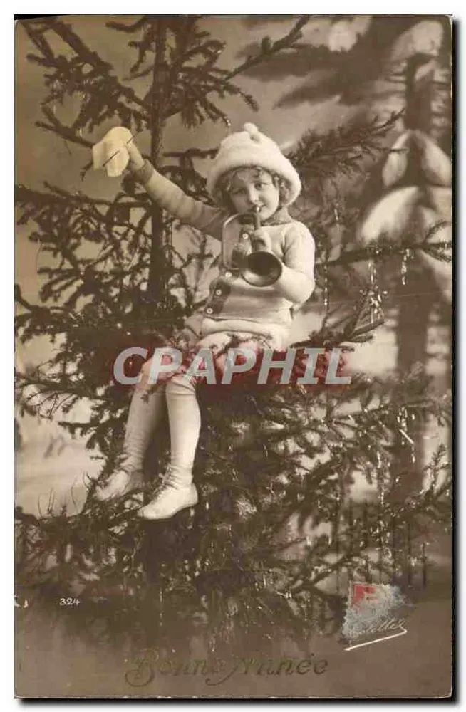 Kind in einem Weihnachtsbaum — Frohe Weihnachten — unbekannter Verleger, Nr. 324 - Vorderseite