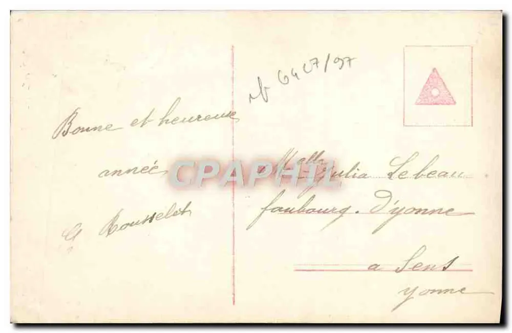 Junge Frau in rosa Kleid betend — Gutes Neues Jahr — Verleger G. P. n° 3934/4 - Rückseite
