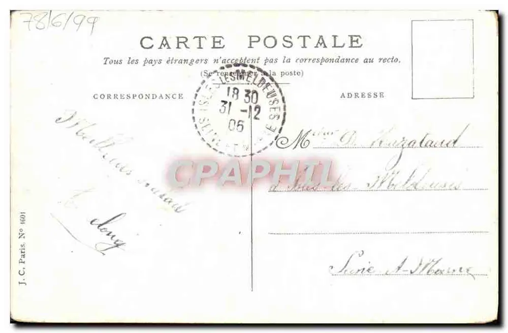 Giardiniere che annaffia fiori — J.C. Paris, n° 4001 — Buon Anno - Verso