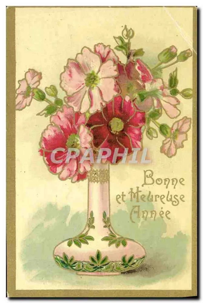 Bouquet de fleurs — dans un vase décoré — éditeur anonyme - Frente