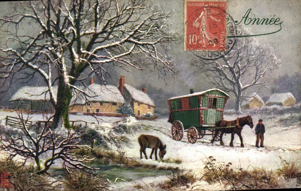 Winterlandschaft — Ochsenkarren und Esel — Tuck's Post Card n°9421 - Vorderseite