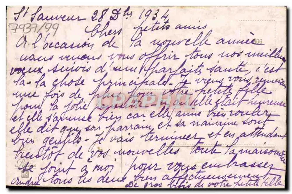 Schneeviertel — Nachtszene mit Hirsch — 'Frohe Weihnachten' in Handschrift - Rückseite
