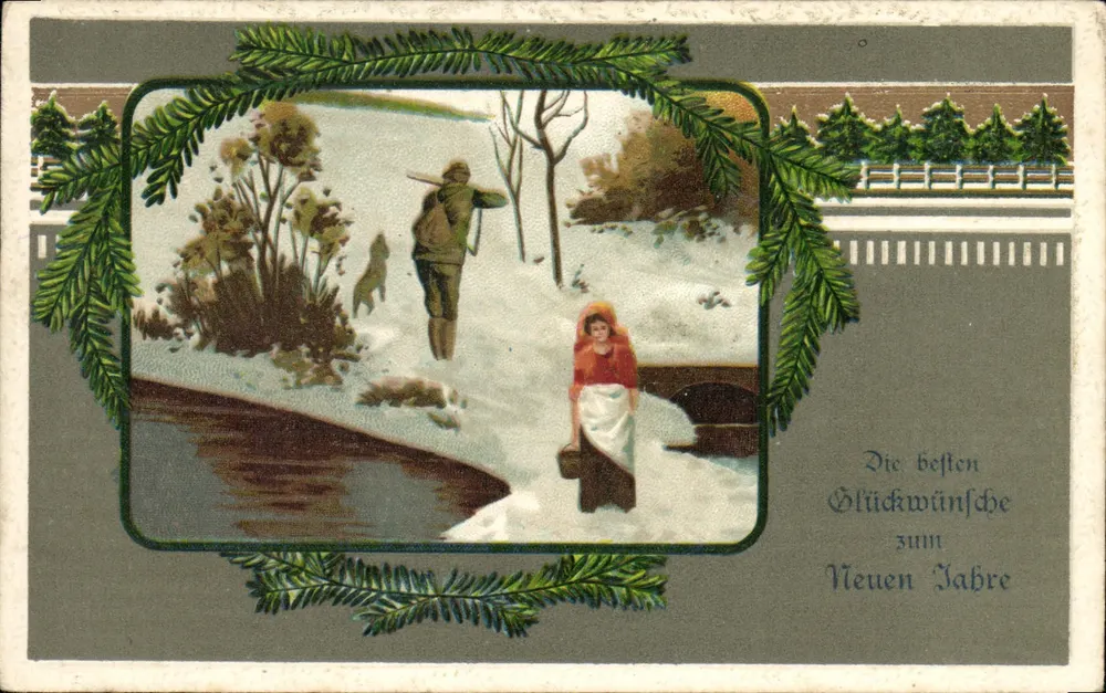 Winterlandschaft — Neujahr — Verlag S&S, Serie 3120 - Vorderseite