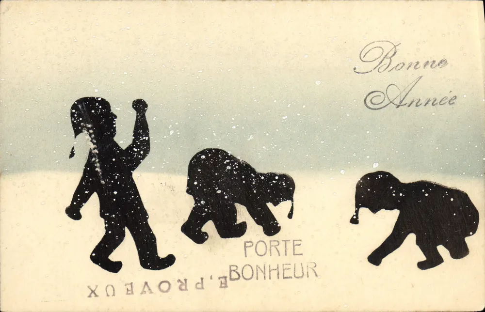 Schattenbilder von Kindern in der Schnee — Porte Bonheur — E. PROVEUX - Vorderseite