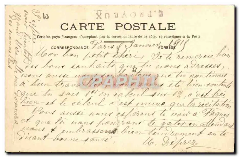 Schattenbilder von Kindern in der Schnee — Porte Bonheur — E. PROVEUX - Rückseite