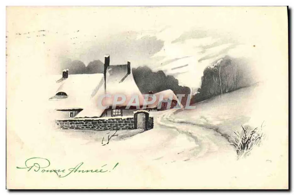 Schneebedeckter Schloss — Weihnachtskarte — H.W.B. Ser. 205 - Vorderseite