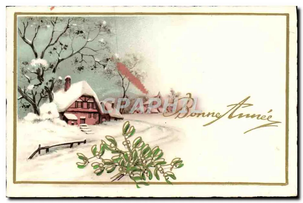 Schneegestelltes Schloss — Weihnachtskarte — Verlag unbekannt - Vorderseite