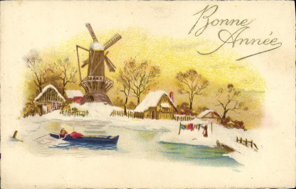 Winterlandschaft mit Windmühle — Frohe Weihnachten — Verlag G. D'Ornon, Nr. 288 - Vorderseite