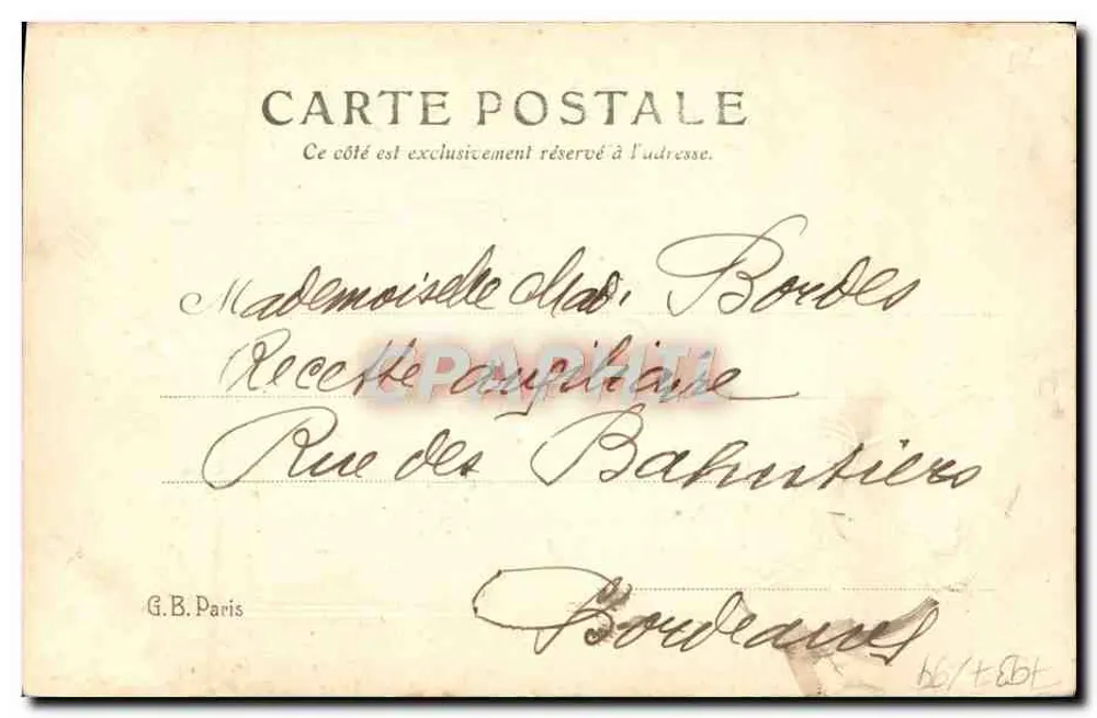Femme en buste — portrait encadré — éditeur G.B. Paris, n° 66/1881 - Rückseite