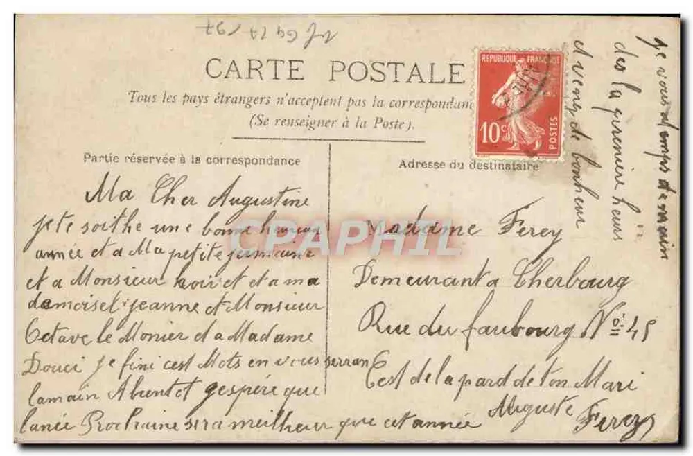 Menina com vestido rosa e branco — 'Heureuse Année' — Circe, n°5017 - Verso