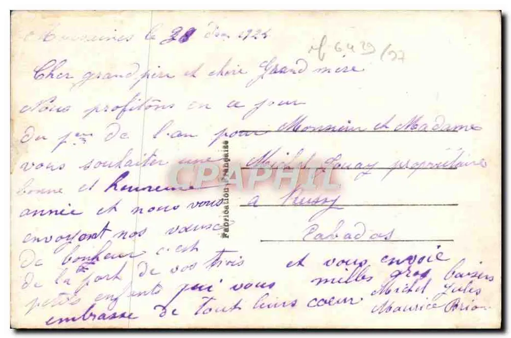 Jovem menino — com cesto de flores — SAPI Paris 1391 - Verso
