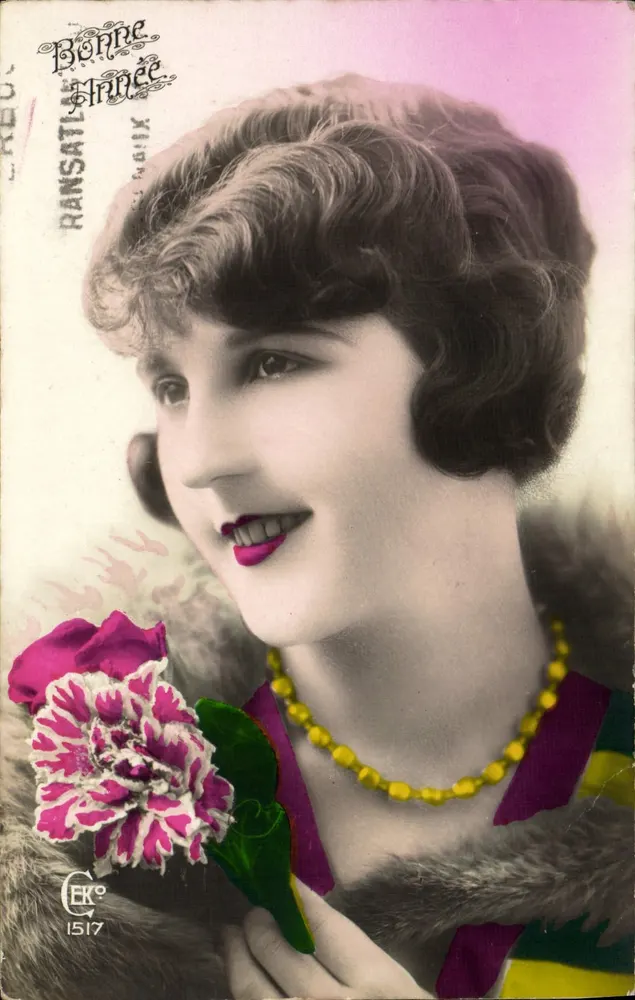 Junge Frau — mit Rose — Bonne Princesse, Serie 1517 - Vorderseite