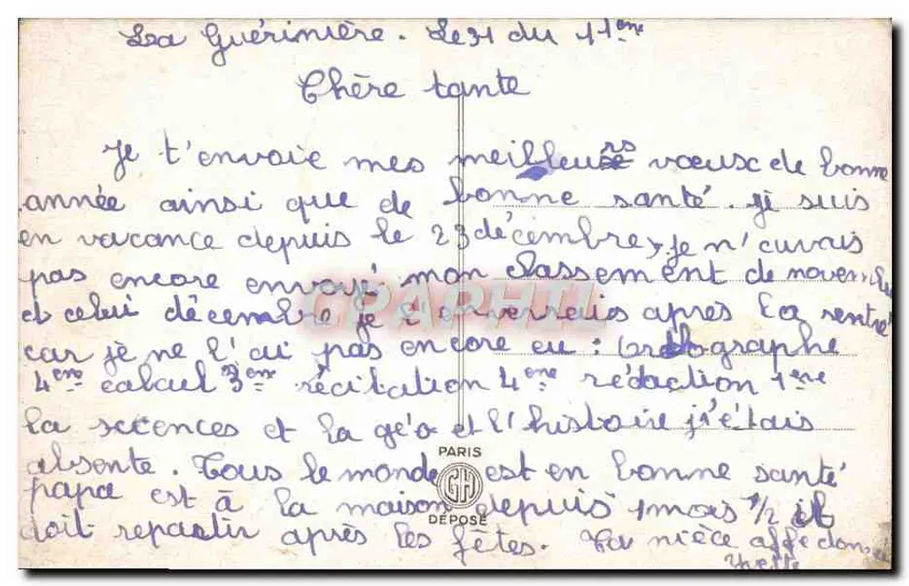 Winterlandschaft mit Brücke — 'Bonne Année' — Verlag nicht sichtbar - Rückseite