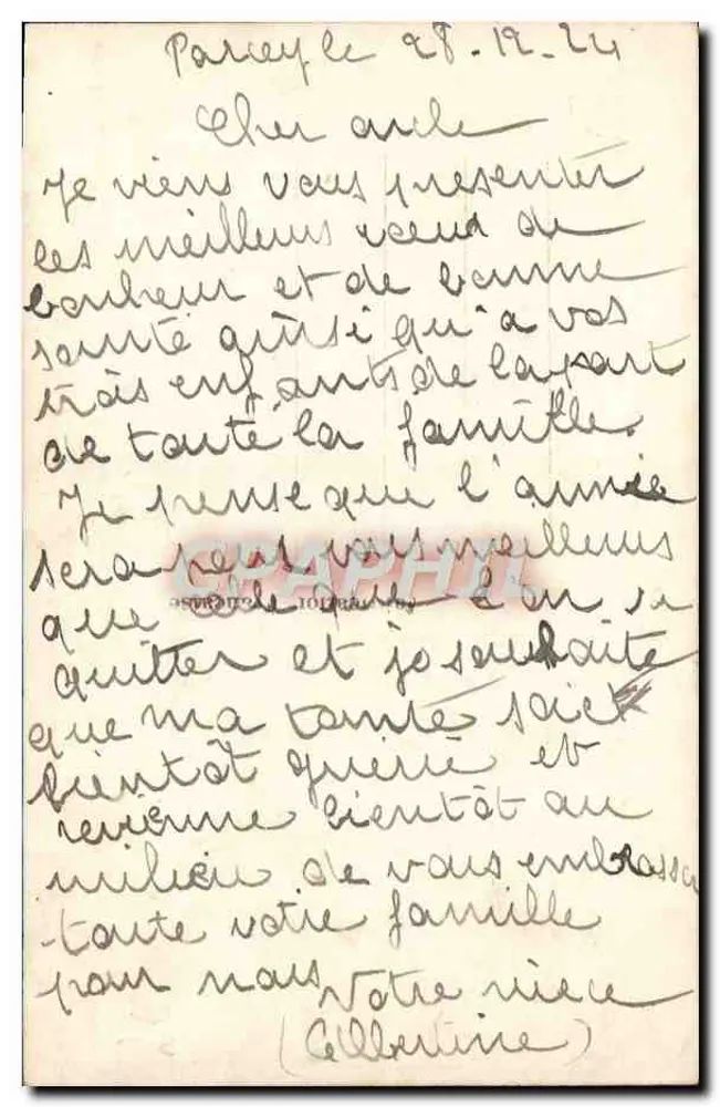Junge Frau in Pelz — Frohe Neujahr 1922 — REX - Rückseite