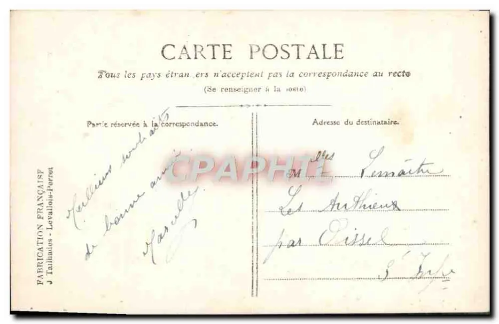 Verziertes Elefant — Blumenstrauß und Beeren — Verlag Tailhades - Lovallois-Ferrut, n° 851/4 - Rückseite